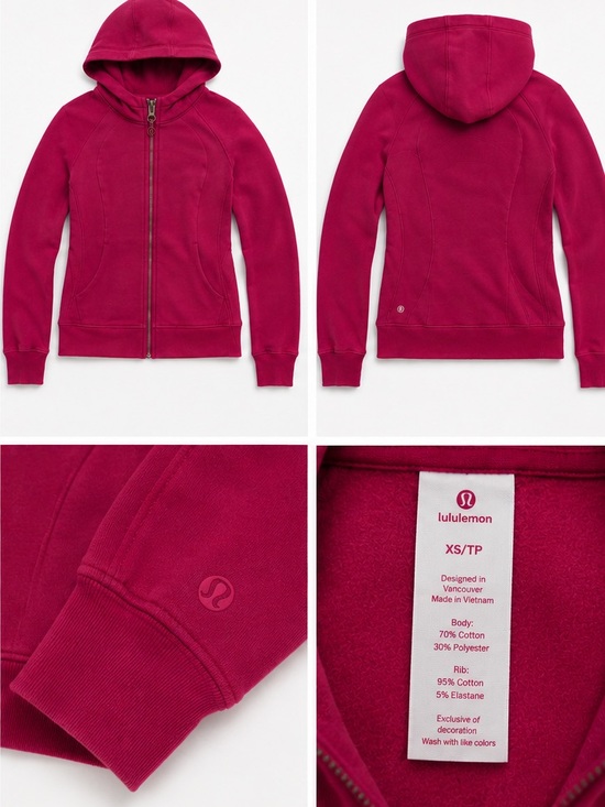 lululemon athletica Tops - Lululemon Magenta Full Zip Hoodie Jacket Athletic Size XS